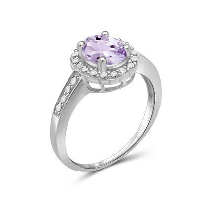 1.10 ct. T.G.W. Pink Amethyst Ring with Diamond Accent in Sterling Silver