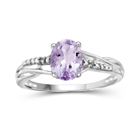 1.10 ct. T.G.W. Pink Amethyst Ring with Diamond Accent in Sterling Silver