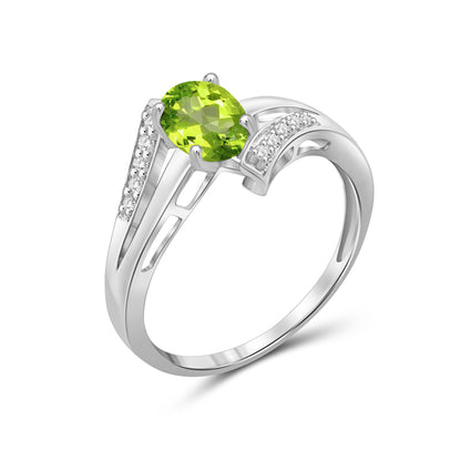 0.75 ct. T.G.W. Peridot Ring with Diamond Accent in Sterling Silver