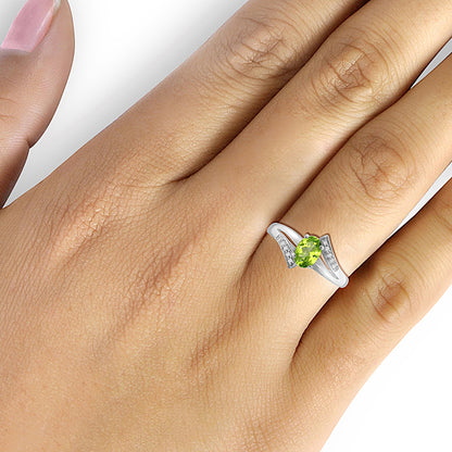 0.75 ct. T.G.W. Peridot Ring with Diamond Accent in Sterling Silver