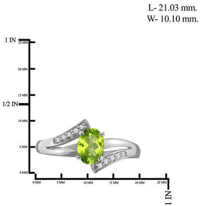 0.75 ct. T.G.W. Peridot Ring with Diamond Accent in Sterling Silver