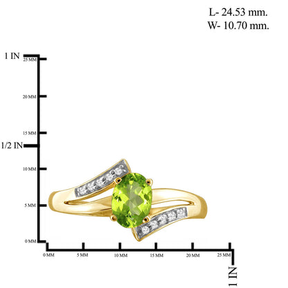 0.80 ct. T.G.W. Peridot Ring with Diamond Accent in 14K Gold over Silver