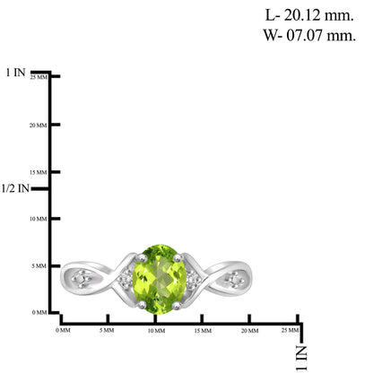 0.75 ct. T.G.W. Peridot Ring with Diamond Accent in Sterling Silver