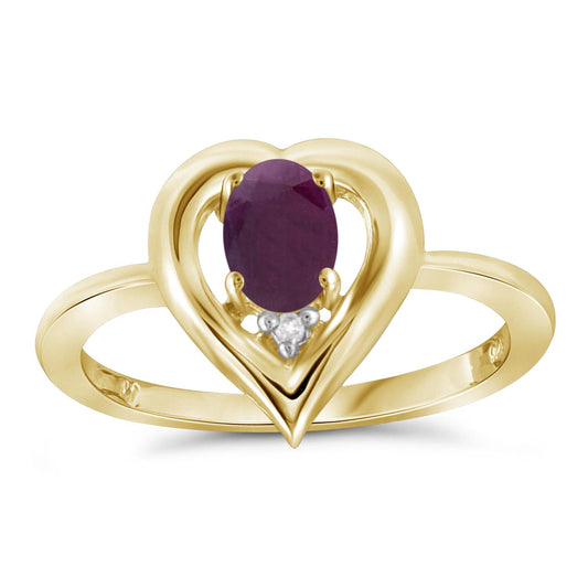 0.50 ct. T.G.W. Ruby Ring with Diamond Accent in 14K Gold over Silver