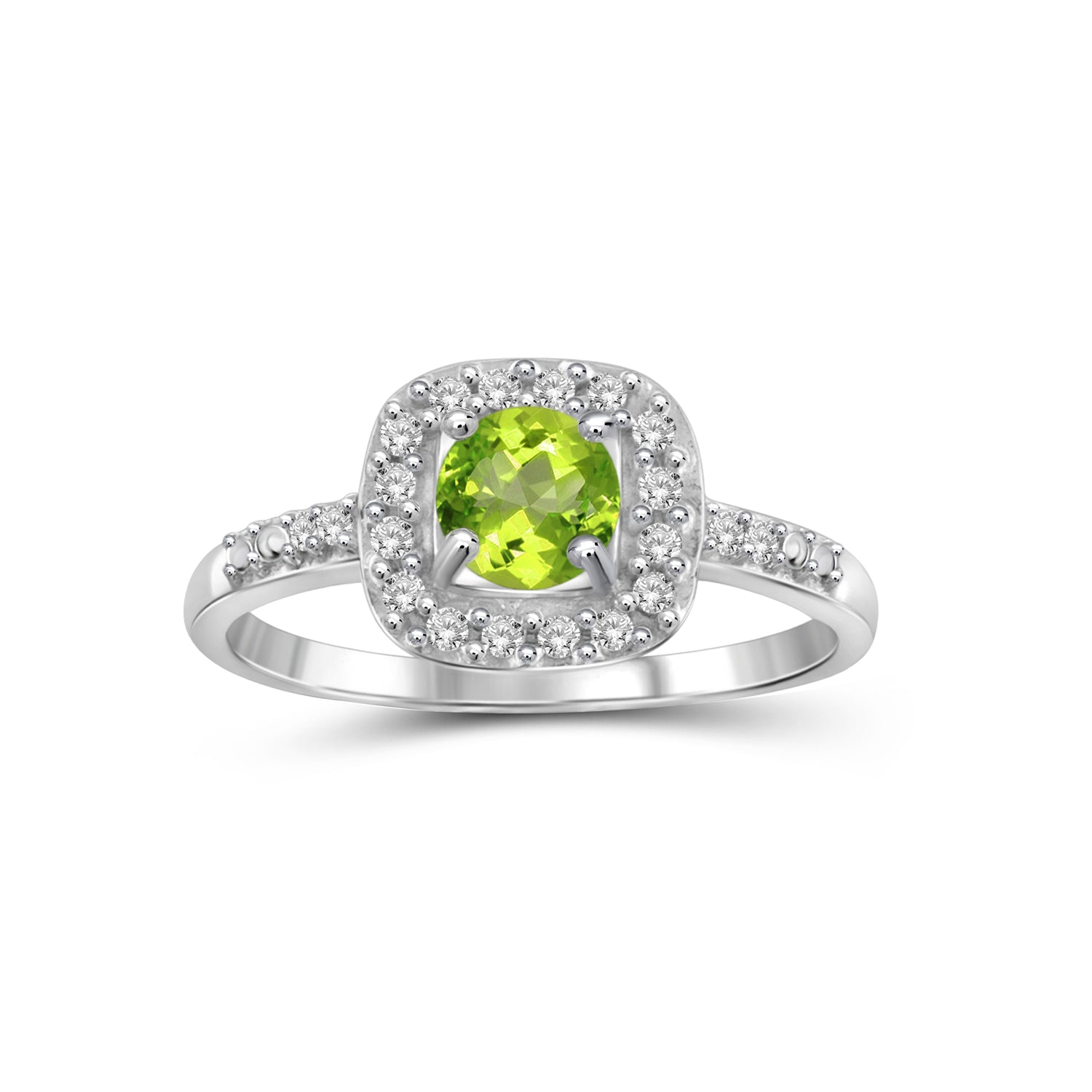 1/2 Carat T.G.W. Peridot And White Diamond Accent Sterling Silver Ring