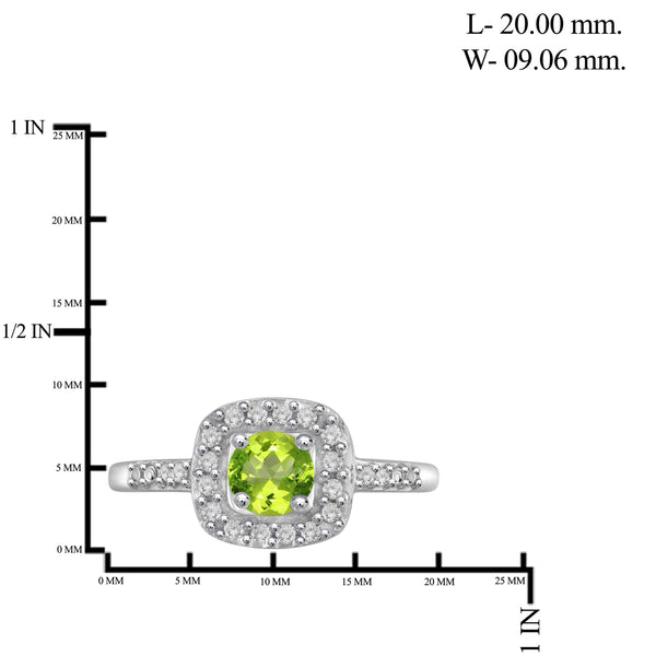 1/2 Carat T.G.W. Peridot And White Diamond Accent Sterling Silver Ring