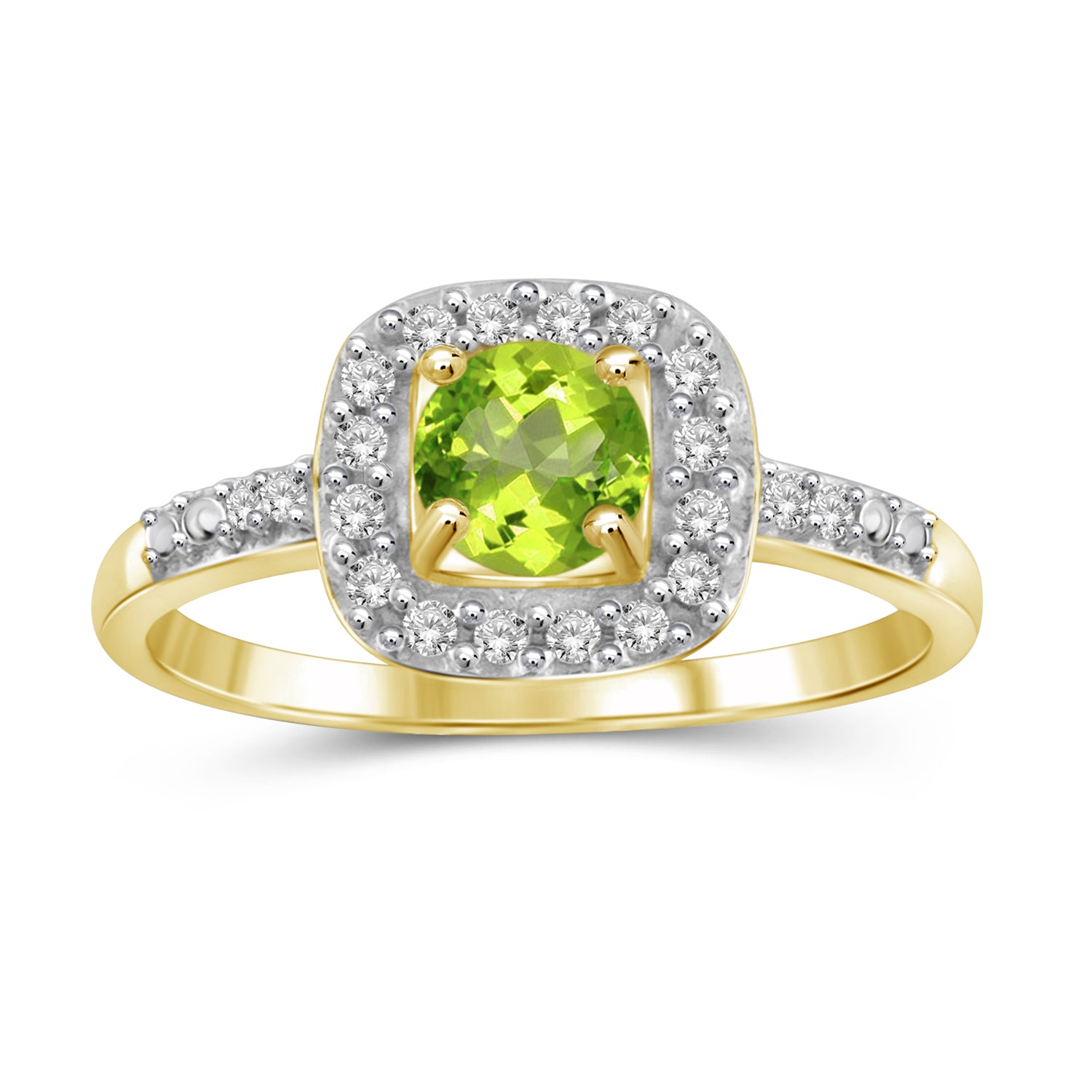1/2 Carat T.G.W. Peridot And White Diamond Accent 14K Gold-Plated Ring