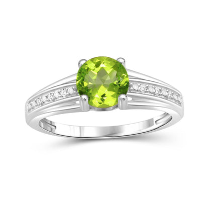 0.75 ct. T.G.W. Peridot Ring with Diamond Accent in Sterling Silver