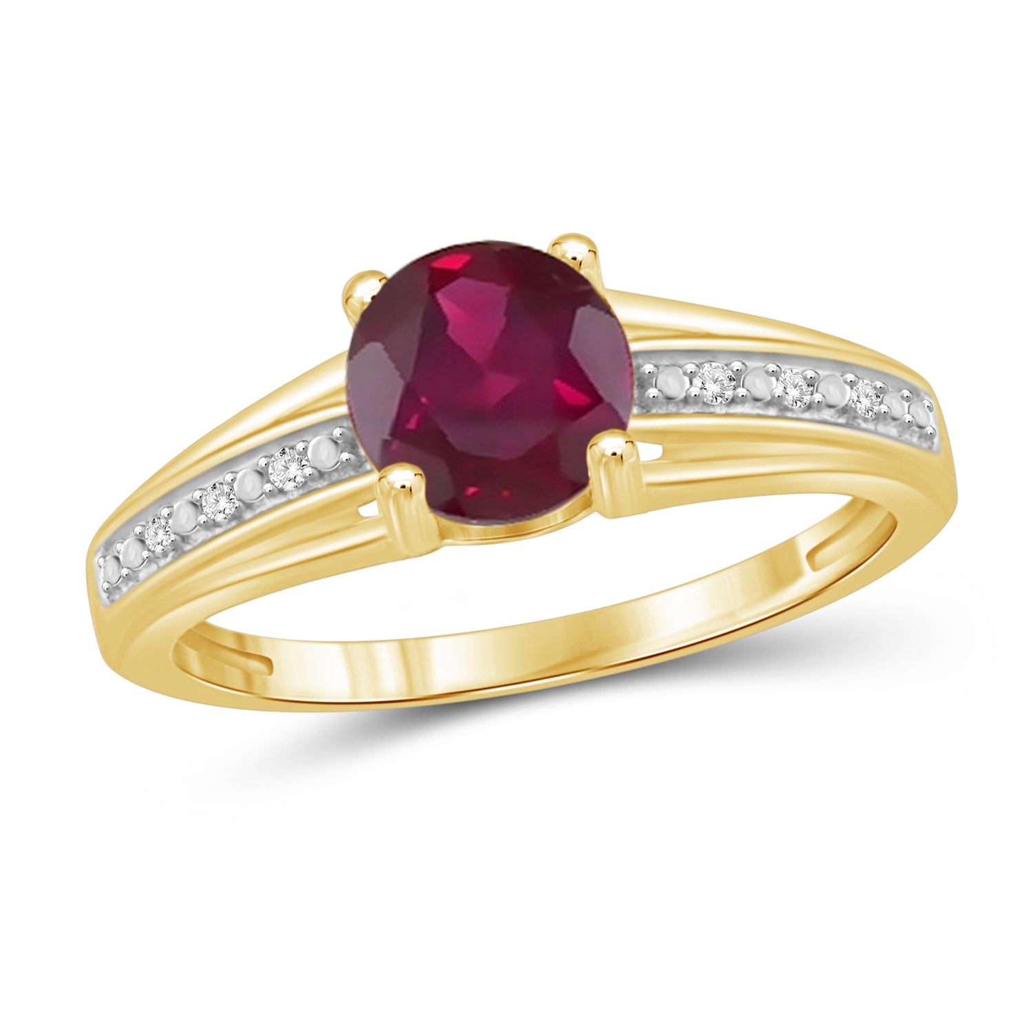 1.20 Carat T.G.W. Ruby Gemstone and 1/20 Carat T.W. White Diamond 14K Gold-plated Ring