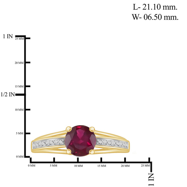 1.20 Carat T.G.W. Ruby Gemstone and 1/20 Carat T.W. White Diamond 14K Gold-plated Ring
