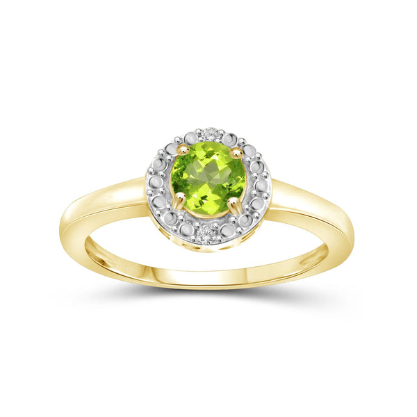 1/2 Carat T.G.W. Peridot And White Diamond Accent 14K Gold-plated Ring