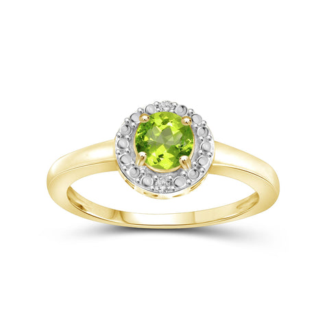 1/2 Carat T.G.W. Peridot And White Diamond Accent 14K Gold-plated Ring