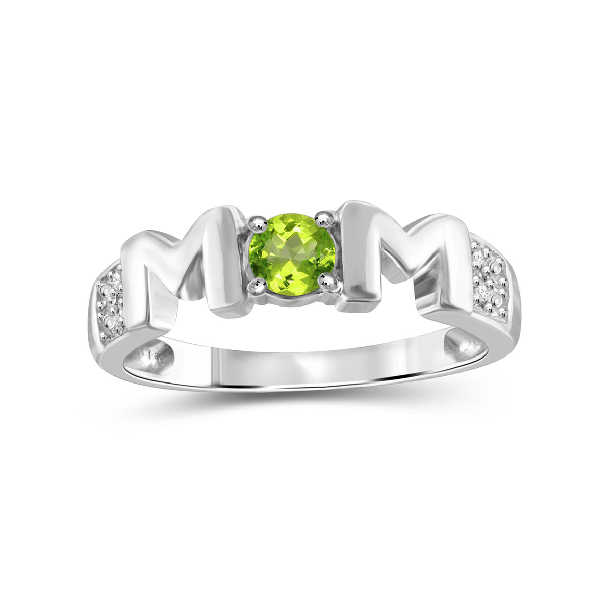1/4 ct. T.G.W. Peridot Mom Ring with Diamond Accent in Sterling Silver