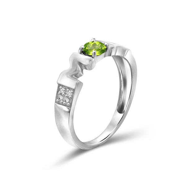 1/4 Carat T.G.W. Peridot And White Diamond Accent Sterling Silver Mom Ring