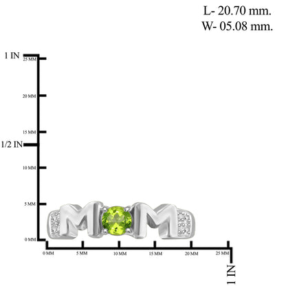 1/4 ct. T.G.W. Peridot Mom Ring with Diamond Accent in Sterling Silver
