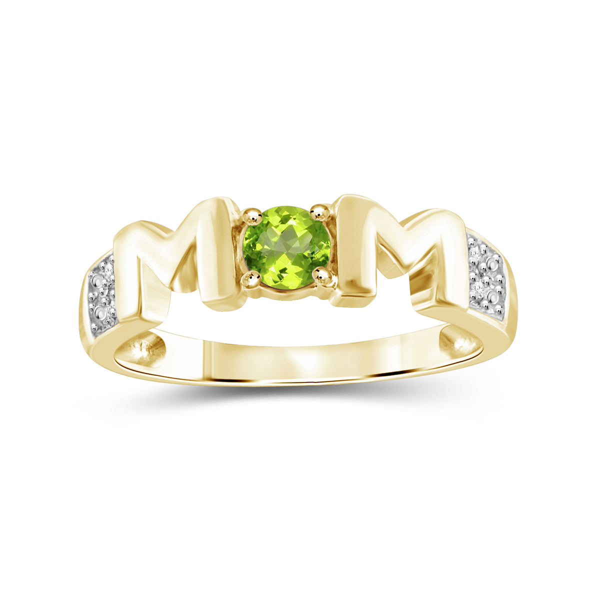 1/4 ct. T.G.W. Peridot Mom Ring with Diamond Accent in 14K Gold over Silver