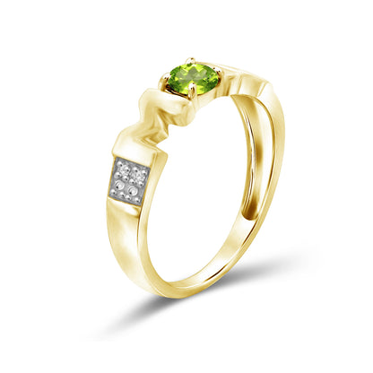 1/4 ct. T.G.W. Peridot Mom Ring with Diamond Accent in 14K Gold over Silver