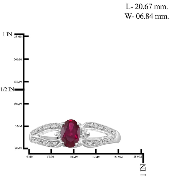 0.48 Carat T.G.W. Ruby Gemstone and Accent White Diamond Sterling Silver Ring