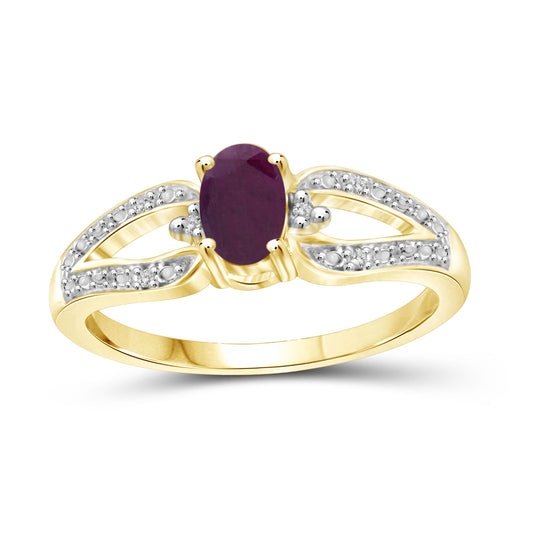 0.50 ct. T.G.W. Ruby Ring with Diamond Accent in 14K Gold over Silver