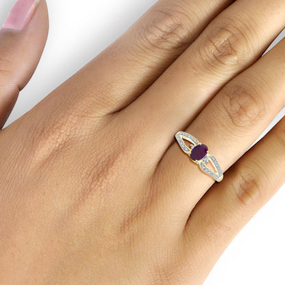 0.50 ct. T.G.W. Ruby Ring with Diamond Accent in 14K Gold over Silver