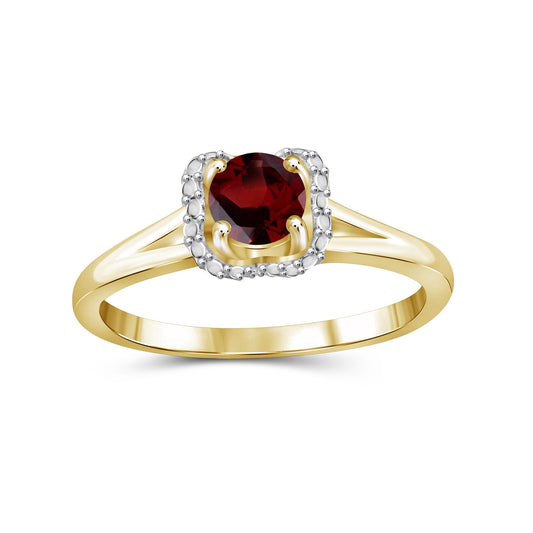 0.50 ct. T.G.W. Garnet Ring in 14K Gold over Silver