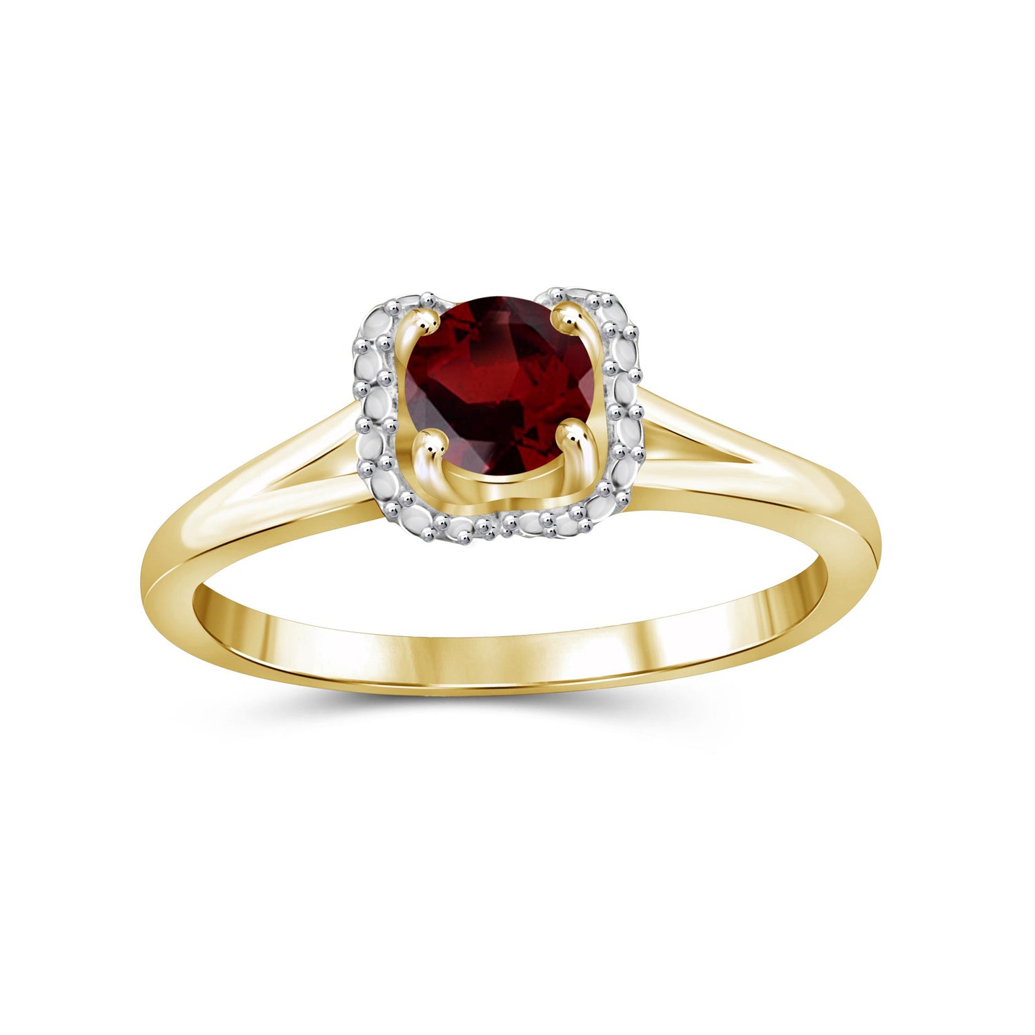 Garnet Ring Birthstone Jewelry – 0.50 Carat Garnet 14K Gold-Plated Ring Jewelry – Gemstone Rings with Hypoallergenic 14K Gold-Plated Band