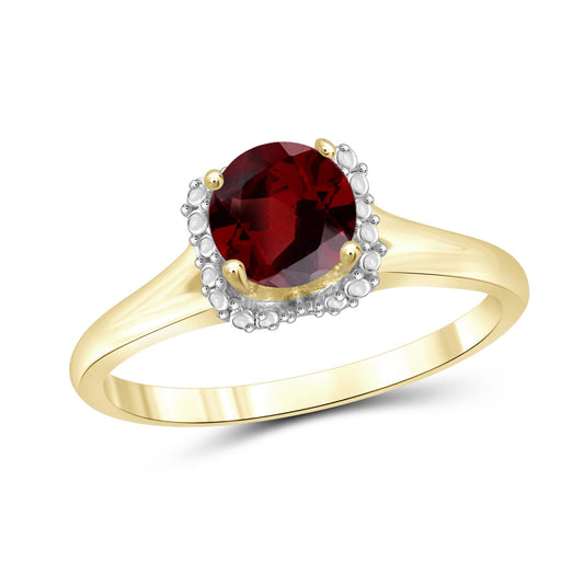3/4 ct. T.G.W. Garnet Ring in 14K Gold over Silver
