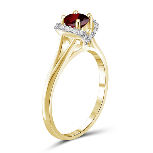 3/4 ct. T.G.W. Garnet Ring in 14K Gold over Silver