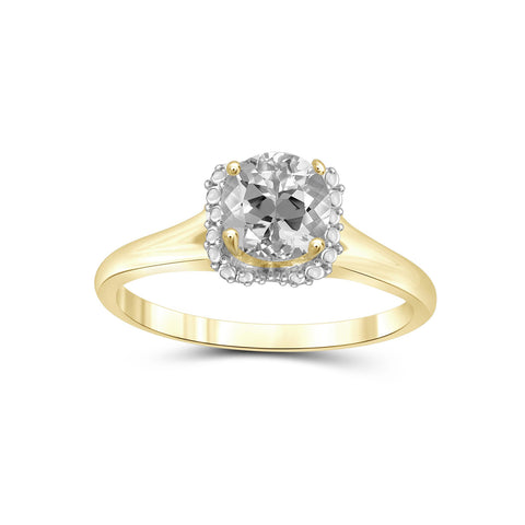 1.00 Carat T.G.W. White Topaz 14K Gold-Plated Ring
