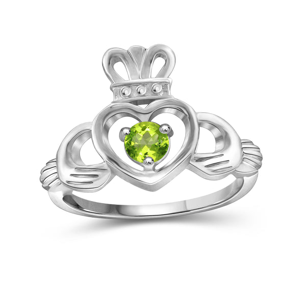 1/4 Carat T.G.W. Peridot Sterling Silver Or 14K Gold-Plated Ring
