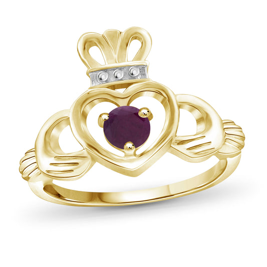 0.33 ct. T.G.W. Ruby Heart Crown Ring in 14K Gold over Silver