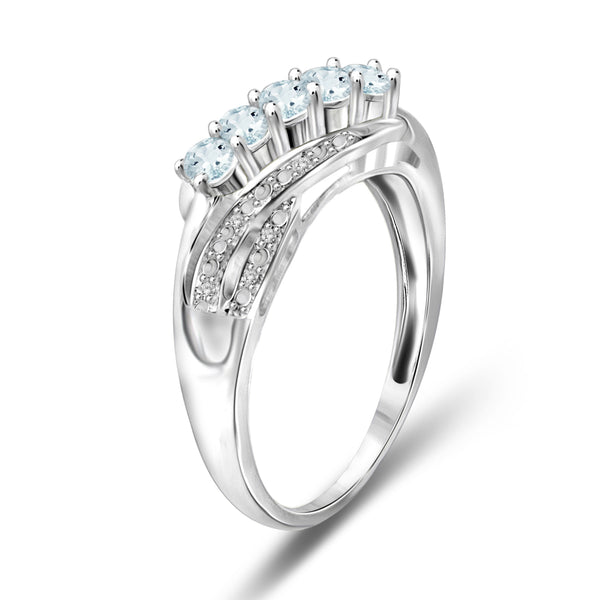 Gemstone & Diamond Ring in Sterling Silver  Or 14K Gold-Plated - Assorted Gemstone