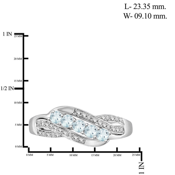 Gemstone & Diamond Ring in Sterling Silver  Or 14K Gold-Plated - Assorted Gemstone