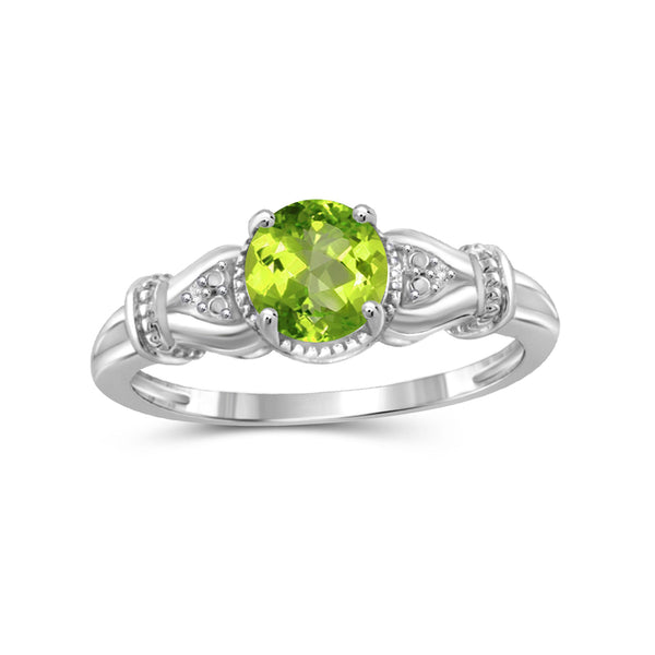 3/4 Carat T.G.W. Peridot And White Diamond Accent Sterling Silver Ring
