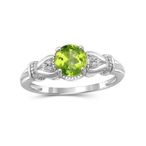 3/4 Carat T.G.W. Peridot And White Diamond Accent Sterling Silver Ring