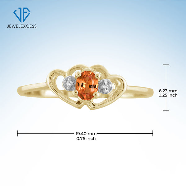Madarine Garnet Ring Birthstone Jewelry – 0.25 Carat Madarine Garnet 14K Gold-Plated Ring Jewelry with White Diamond Accent – Gemstone Rings with Hypoallergenic 14K Gold-Plated Band