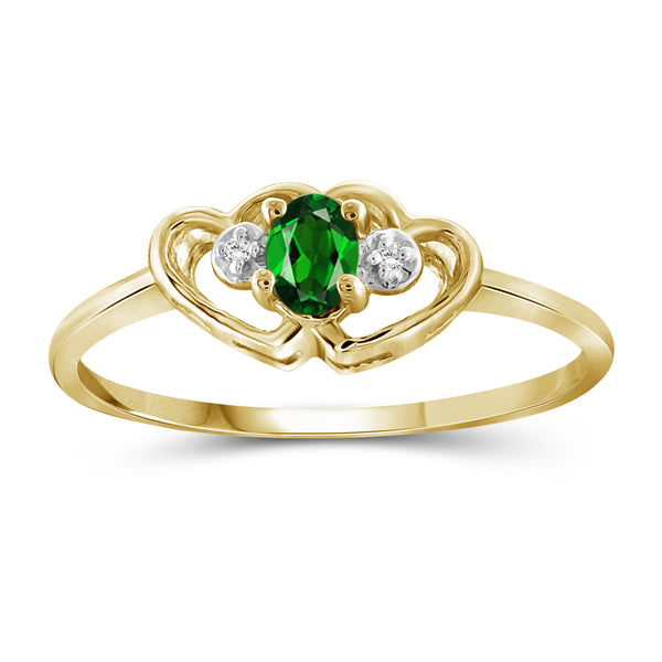 0.20 Carat T.G.W. Chrome Diopside And White Diamond Accent 14K Gold Over Silver Ring