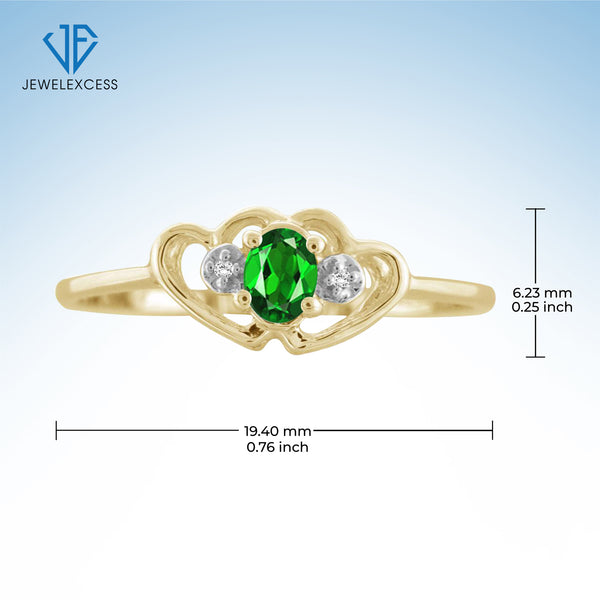0.20 Carat T.G.W. Chrome Diopside And White Diamond Accent 14K Gold Over Silver Ring
