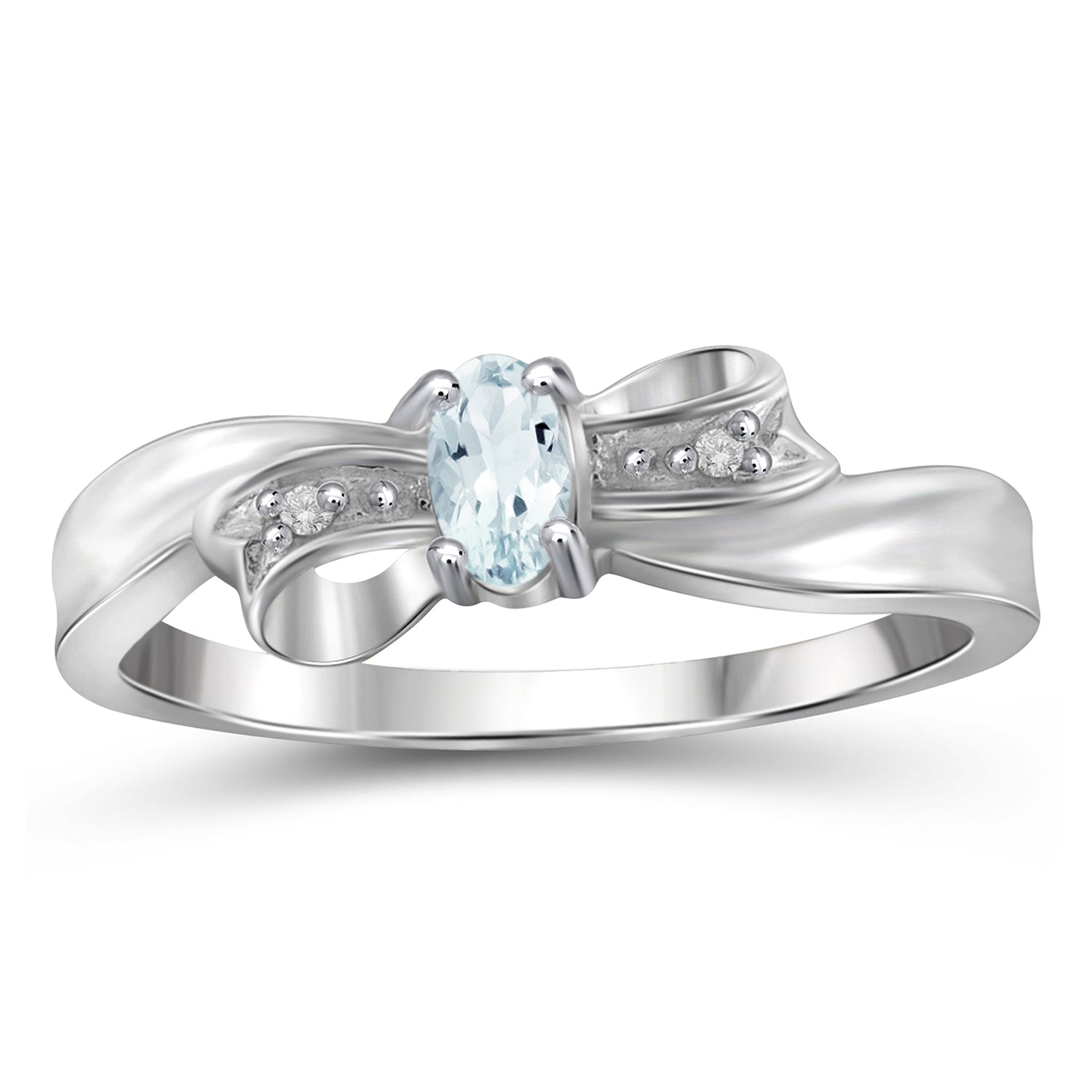 Aquamarine Ring March Birthstone Jewelry – 0.14 Carat Aquamarine Sterling Silver Ring Jewelry with White Diamond Accent – Gemstone Rings with Hypoallergenic Sterling Silver Or 14K Gold PlatedBand
