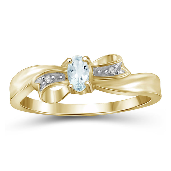 Aquamarine Ring March Birthstone Jewelry – 0.14 Carat Aquamarine Sterling Silver Ring Jewelry with White Diamond Accent – Gemstone Rings with Hypoallergenic Sterling Silver Or 14K Gold PlatedBand