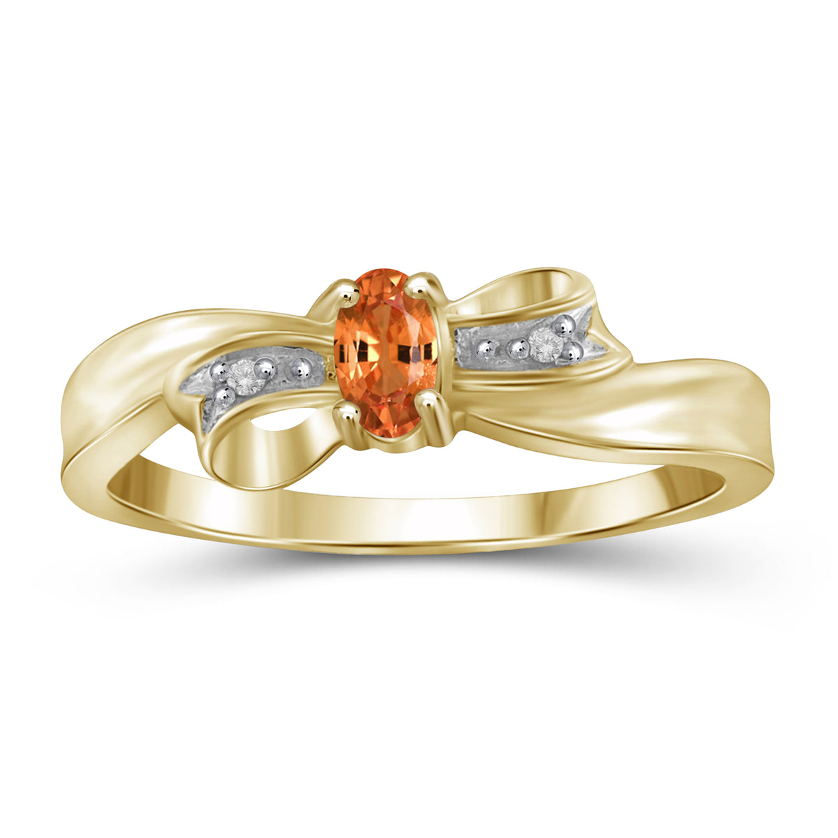 0.25 ct. T.G.W. Mandarin Garnet Ring with Diamond Accent in 14K Gold over Silver