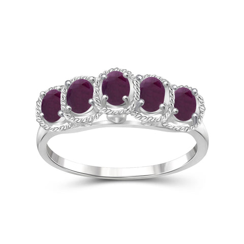 0.95 Ctw Ruby Gemstone Sterling Silver Ring
