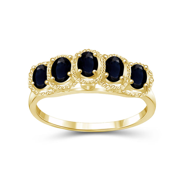 1.15 Carat T.G.W. Sapphire Gemstone Sterling Silver Or 14K Gold-Plated Ring