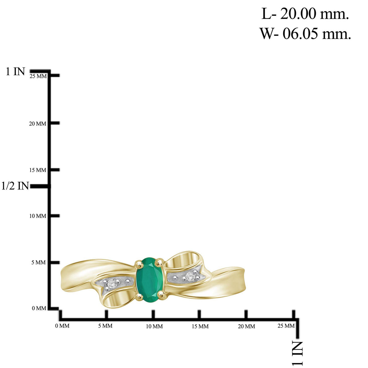 0.25 ct. T.G.W. Emerald Ring with Diamond Accent in 14K Gold over Silver