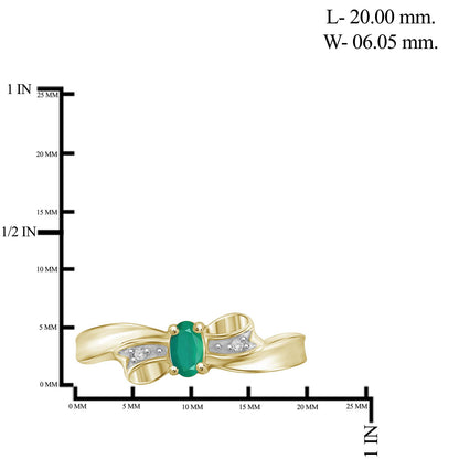 0.25 ct. T.G.W. Emerald Ring with Diamond Accent in 14K Gold over Silver