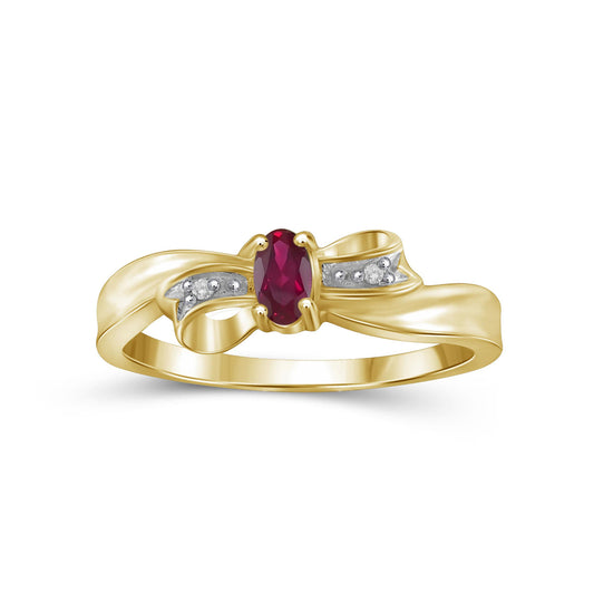 0.26 ct. T.G.W. Ruby Ring with Diamond Accent in 14K Gold over Silver