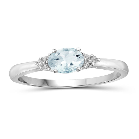 0.50 ct. T.G.W. Aquamarine Ring with Diamond Accent in Sterling Silver