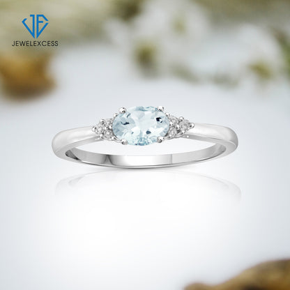 0.50 ct. T.G.W. Aquamarine Ring with Diamond Accent in Sterling Silver