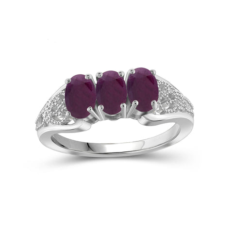 1.44 Carat T.G.W. Ruby Gemstone Sterling Silver Ring