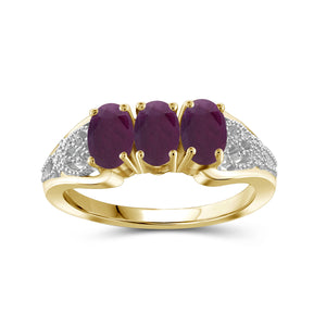 1.44 Carat T.G.W. Ruby Gemstone 14K Gold-Plated Ring